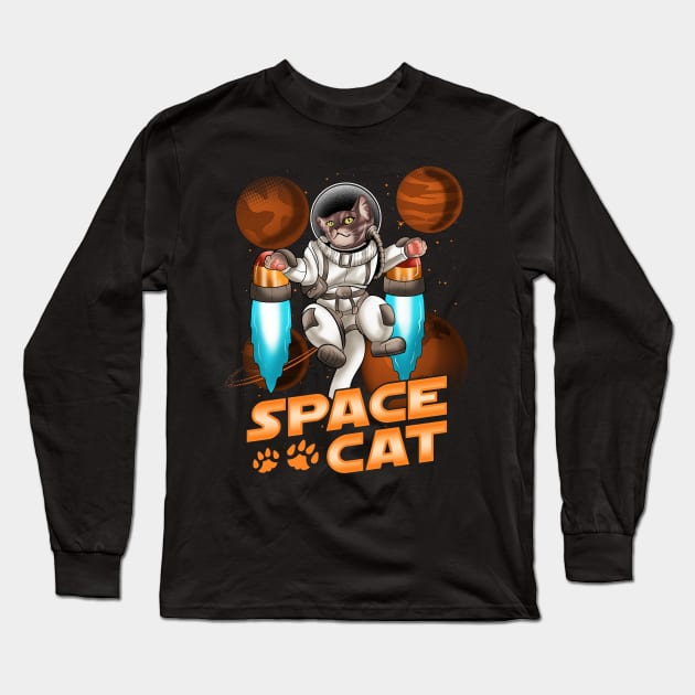 Cute Space Cat Adorable Kitty Astronaut Long Sleeve T-Shirt by theperfectpresents